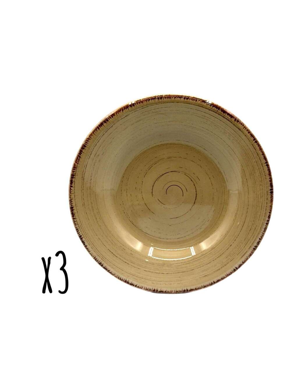 Set of 3 Vintage Williams Sonoma Brown Rustic Swirl 8.5” Salad Plates
